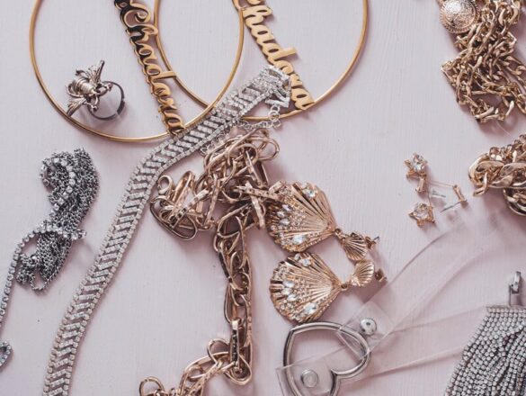 gold and silver beaded necklace