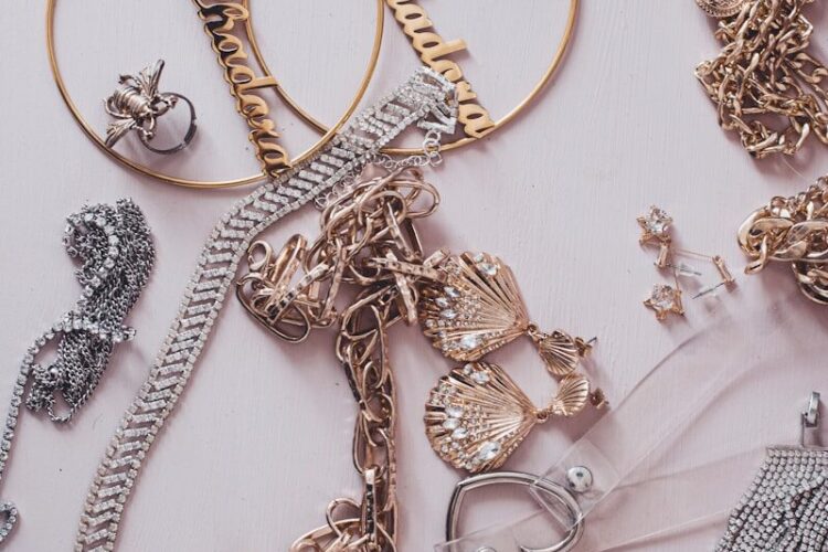 gold and silver beaded necklace